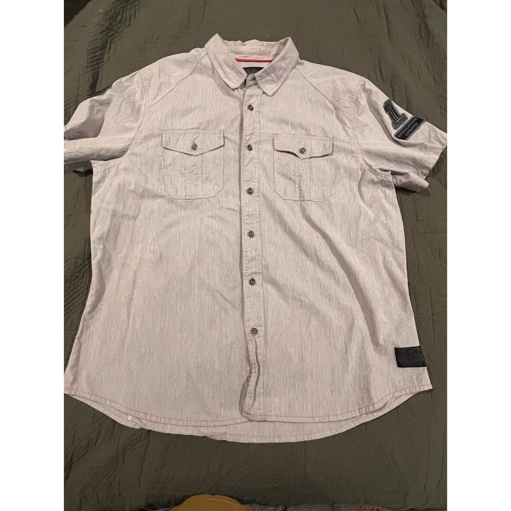 Harley Davidson Men's Button Up Shirt With Patches 3xl Bluish Gray